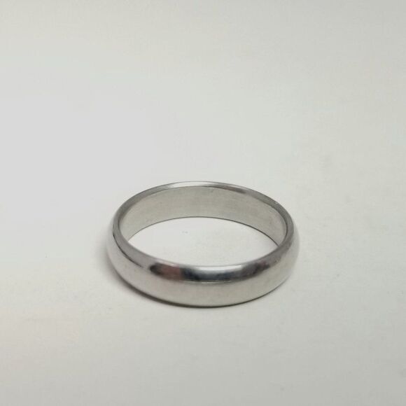Vintage Plain Silver Tone Band, Minimal Simple Ring, Stacking, Small Size - Picture 2 of 4